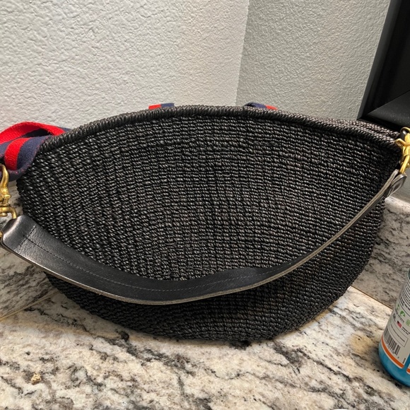 Clare V Black Woven Bag with Red and Blue Handles - Picture 8 of 15